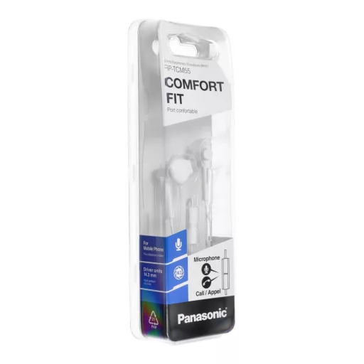 PANASONIC vezetékes mikrofonos fülhallgató RP-TCM55E fehér