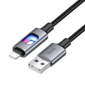   Hoco USB-A – Lightning LED töltőkábel U144 2,4A 1,2 m fekete