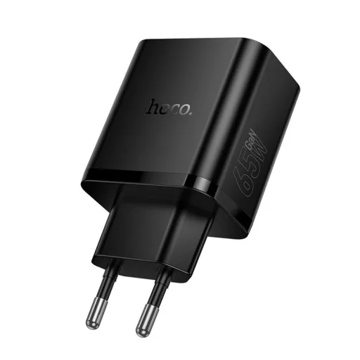 Hoco hálózati töltő 2×USB-C + USB-A QC3.0 PD 3A 65W N75 fekete