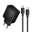 Hoco hálózati töltő 2×USB-C + USB-A QC3.0 PD 3A 65W + USB-C – USB-C kábel N75 fekete