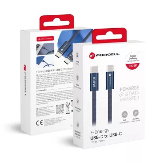   USB-C – USB-C kábel Forcell F-Energy QC4.0 PD 5A 100W Cafule Color 1,2 m ACYH23 sötétkék