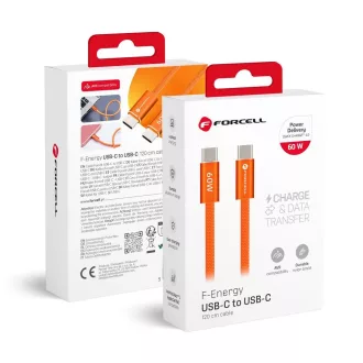   USB-C – USB-C kábel Forcell F-Energy QC4.0 PD 3A 60W Cafule Color 1,2 m ACYH23 narancs