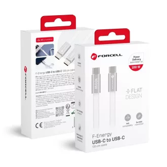   USB-C – USB-C kábel Forcell F-Energy QC4.0 PD 5A 100W Cafule Flat 1,2 m CCFN23 fehér