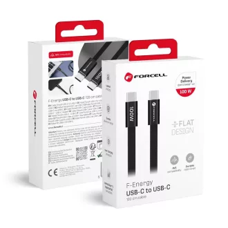   USB-C – USB-C kábel Forcell F-Energy QC4.0 PD 5A 100W Cafule Flat 1,2 m CCFN23 fekete