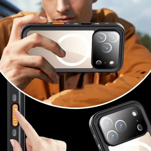 Shellbox DOT vízálló MagSafe kompatibilis tok iPhone 17 Pro fekete
