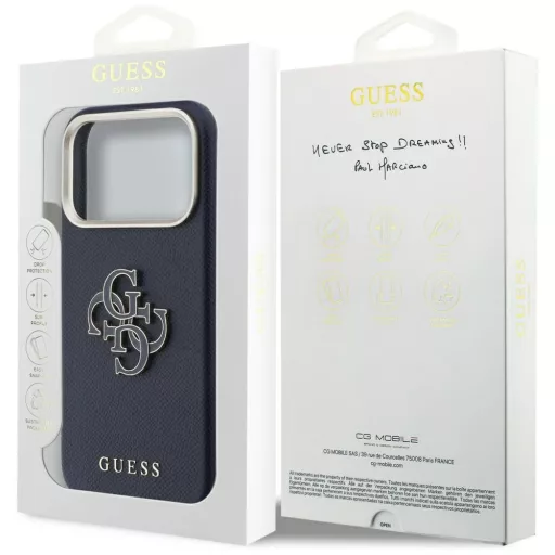 GUESS tok iPhone 17 Pro GUHCP17L5PS4RGGB (PU FW Resin Logo) kék