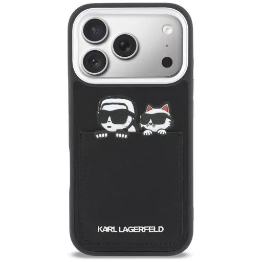 KARL LAGERFELD tok iPhone 17 Pro KLHCP17L6PCSPKCK (PU W/ K&C Print & Pocket) fekete