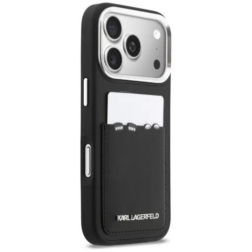KARL LAGERFELD tok iPhone 17 Pro KLHCP17L6PCSPKCK (PU W/ K&C Print & Pocket) fekete