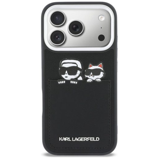 KARL LAGERFELD tok iPhone 17 Pro Max KLHCP17X6PCSPKCK (PU W/ K&C Print & Pocket) fekete