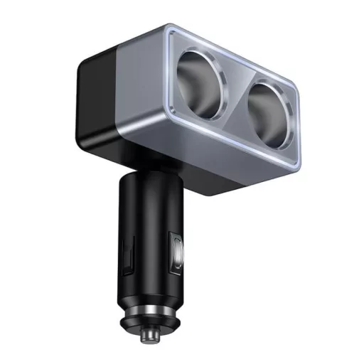 Autós töltő dupla szivargyújtó Hoco 2 port max 240W/24V Z65 fekete