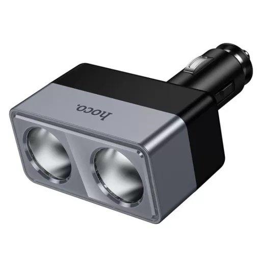 Autós töltő dupla szivargyújtó Hoco 2 port max 240W/24V Z65 fekete