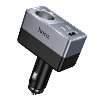   Autós töltő Hoco 1xUSB-A + 2xUSB-C + 1x szivargyújtó aljzat PD QC3.0 max 165W/24V Z65A fekete