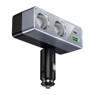   Autós töltő Hoco 1xUSB-A + 1xUSB-C + 2x szivargyújtó aljzat PD QC3.0 max 240W/24V Z65B fekete
