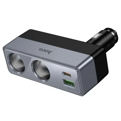 Autós töltő Hoco 1xUSB-A + 1xUSB-C + 2x szivargyújtó aljzat PD QC3.0 max 240W/24V Z65B fekete