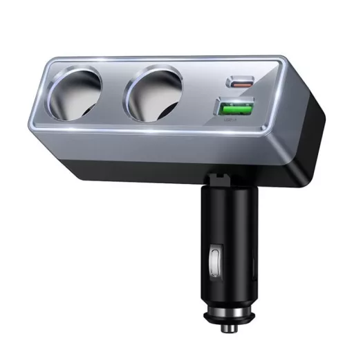 Autós töltő Hoco 1xUSB-A + 1xUSB-C + 2x szivargyújtó aljzat PD QC3.0 max 240W/24V Z65B fekete