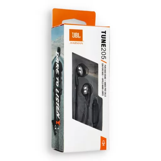 JBL T205 vezetékes fülhallgató jack 3,5 mm fekete