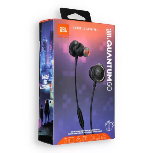 JBL Quantum 50 QUANTUM50BLK vezetékes fülhallgató jack 3,5 mm fekete