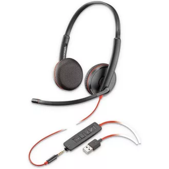   Poly vezetékes fejhallgató 3,5 mm jack / USB-A feketeVezetékes C3225 fekete