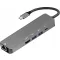 Adapter HUB 5in1 USB C ART OEM-C15-1 ezüst