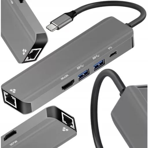 Adapter HUB 5in1 USB C ART OEM-C15-1 ezüst
