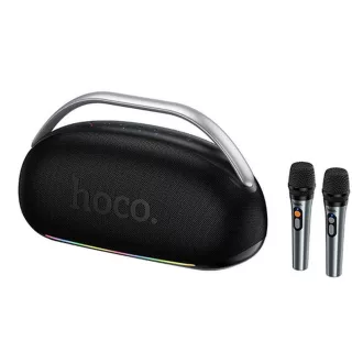   Vezeték nélküli hangszóró 300W 8h + 2 x vezeték nélküli mikrofon Hoco HT2 fekete