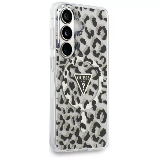GUESS tok SAMSUNG S26 GUHMS26SHLEGTGLK (Magnetic IML Leopard Print Triangle) Fekete