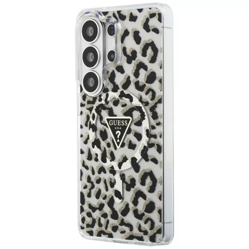 GUESS tok SAMSUNG S26 Ultra GUHMS26LHLEGTGLK (Magnetic IML Leopard Print Triangle) Fekete