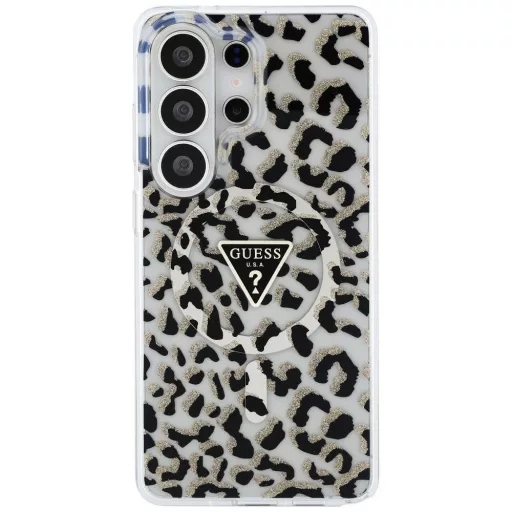 GUESS tok SAMSUNG S26 Ultra GUHMS26LHLEGTGLK (Magnetic IML Leopard Print Triangle) Fekete