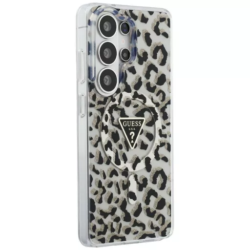 GUESS tok SAMSUNG S26 Ultra GUHMS26LHLEGTGLK (Magnetic IML Leopard Print Triangle) Fekete