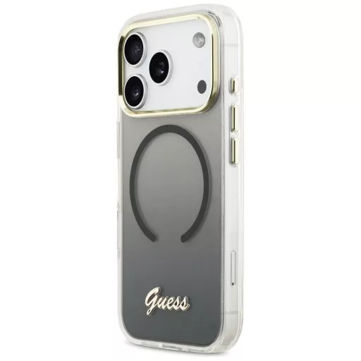 GUESS tok iPhone 17 Pro Magsafe kompatibilis GUHMP17L5HTGMCSK (IML Gradient Script Metal) Fekete
