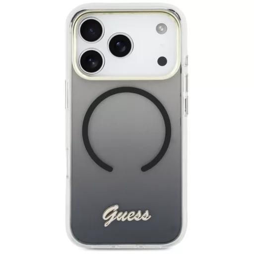 GUESS tok iPhone 17 Pro Magsafe kompatibilis GUHMP17L5HTGMCSK (IML Gradient Script Metal) Fekete