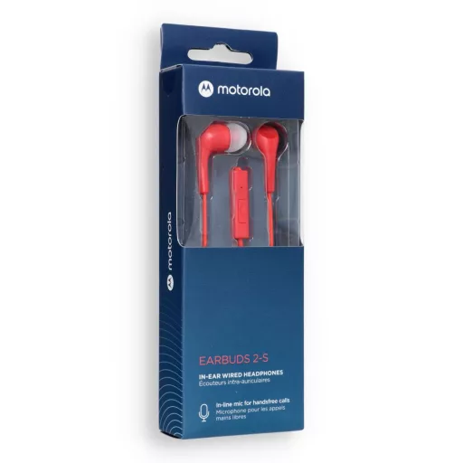 Motorola Ear Buds 2 vezetékes fülhallgató mikrofonnal jack 3,5 mm piros