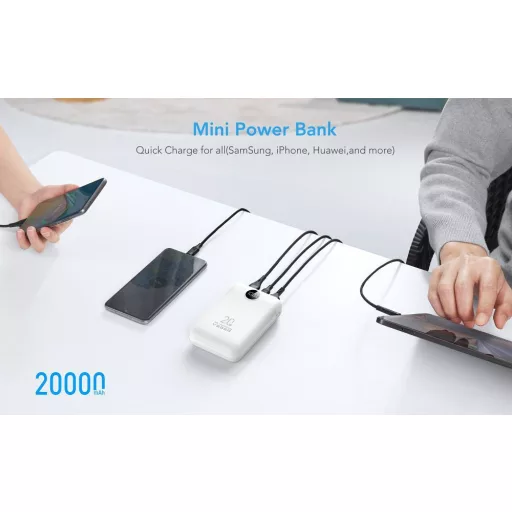 Veger S20 (W2081) powerbank 20000 mAh PD QC3.0 2A 22,5W – fehér