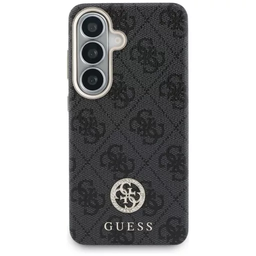 GUESS 4G Rhinestone Round Logo MagSafe kompatibilis tok Samsung S26 GUHMS26SP4GRMDEK fekete