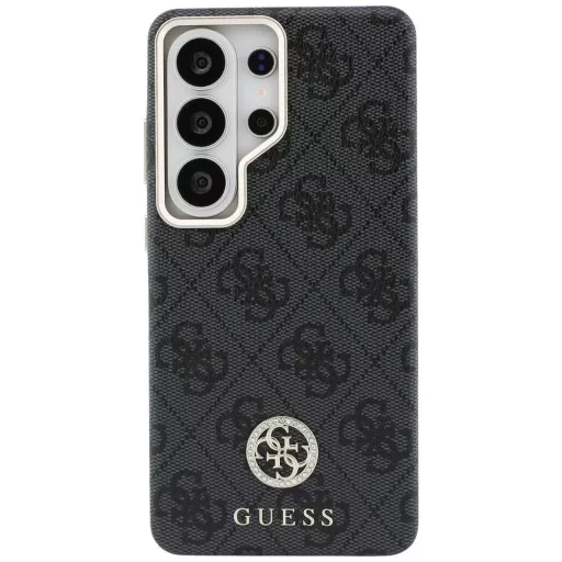 GUESS 4G Rhinestone Round Logo MagSafe kompatibilis tok Samsung S26 Ultra GUHMS26LP4GRMDEK fekete