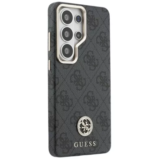 GUESS 4G Rhinestone Round Logo MagSafe kompatibilis tok Samsung S26 Ultra GUHMS26LP4GRMDEK fekete