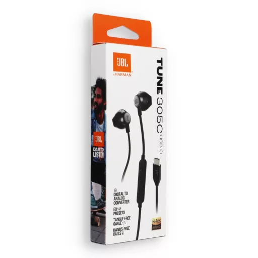 JBL 305C vezetékes fülhallgató USB-C fekete
