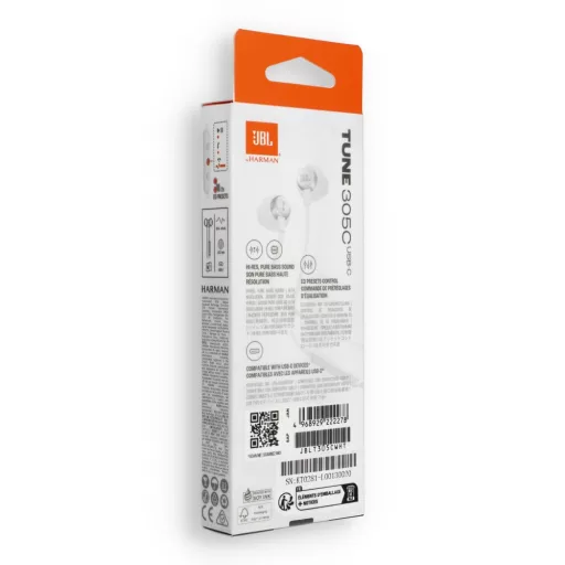 JBL 305C vezetékes fülhallgató USB-C fehér