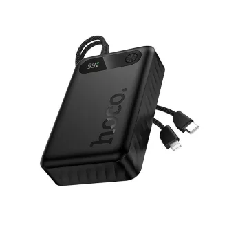   Hoco J171A powerbank 20000 mAh QC PD 2A 22,5W, beépített USB-C + Lightning kábelekkel – fekete