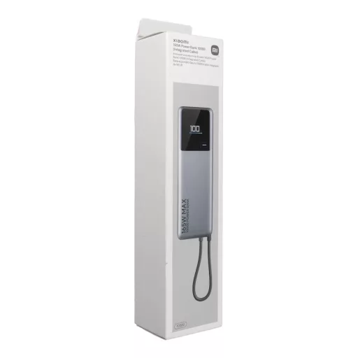 Xiaomi 10000 mAh QC PD 165W powerbank beépített USB-C kábellel PB1165MI LED kijelzővel szürke