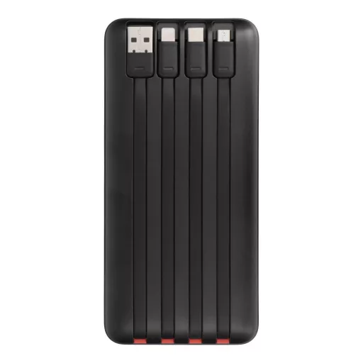 Charmast W2089 PD3.0 3A 22,5W 20000 mAh powerbank beépített USB-A / USB-C / Lightning / Micro USB kábelekkel fekete