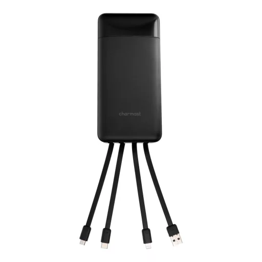 Charmast W2089 PD3.0 3A 22,5W 20000 mAh powerbank beépített USB-A / USB-C / Lightning / Micro USB kábelekkel fekete